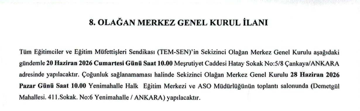 8. OLAĞAN GENEL KURUL İLANI