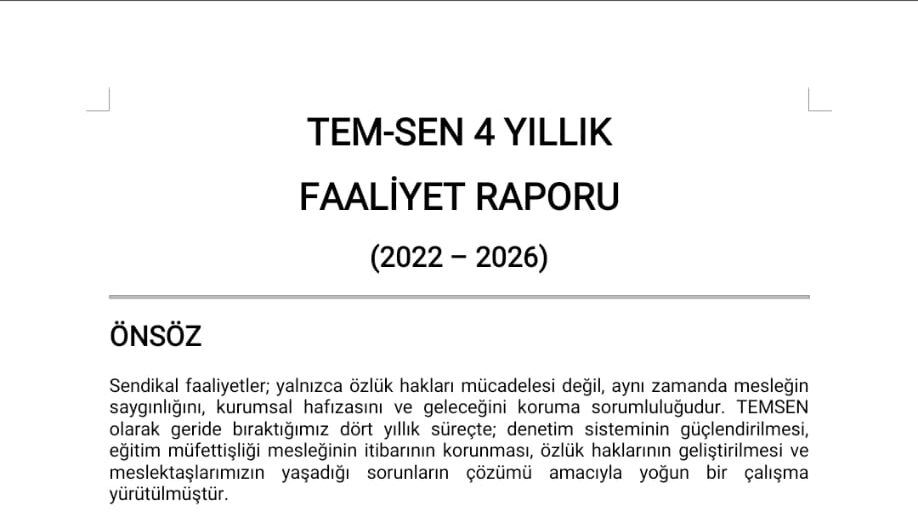 2022-2026 Yılları Faaliyet Raporu